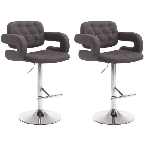Lot De 2 Tabourets De Bar Capitonné En Tissu Noir Accoudoirs Repose-pieds Design Moderne Tdb10485