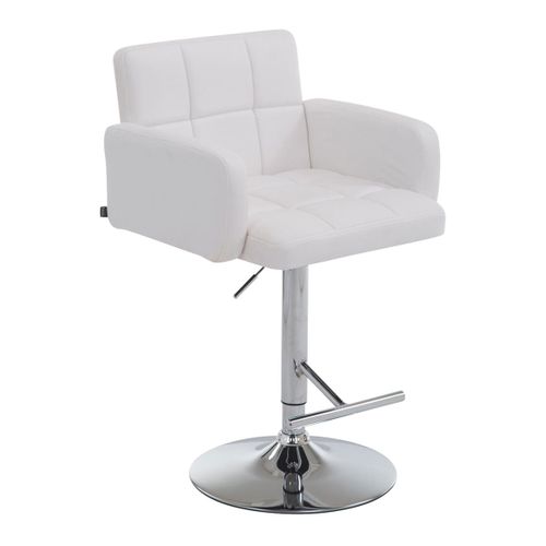 Tabouret De Bar X1 Avec Accoudoirs Et Dossier Confortable En Synthétique Blanc Pieds Métal Chromé