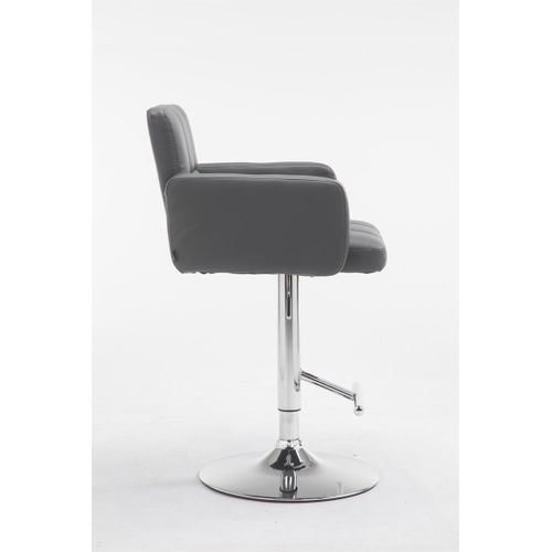 Tabouret De Bar X1 Avec Accoudoirs Et Dossier Confortable En Synthétique Gris Pieds Métal Chromé T