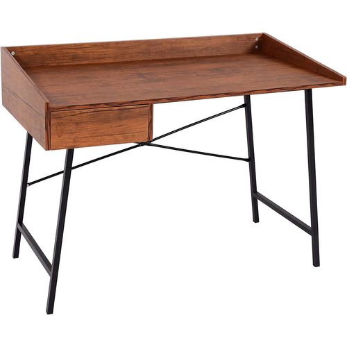 Bureau Table D'ordinateur De Bureau Avec Tiroir De Rangement 98x114x60cm Mdf Marron Bur04108