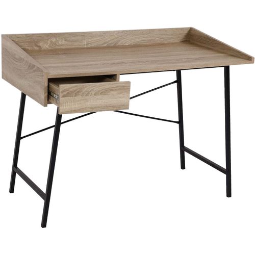 Bureau Table D'ordinateur De Bureau Avec Tiroir De Rangement 98x114x60cm Aspect Chêne Bur04107