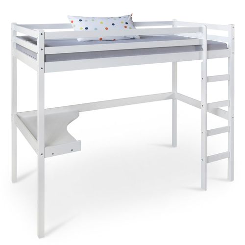 Lit Mezzanine Multifonctionnel Pour Enfant En Bois Blanc Avec Bureau Sommier à Lattes Et Échelle 9