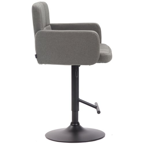 Tabouret De Bar Avec Accoudoirs Et Dossier Confortable En Tissu Gris Pieds Noir Mat Tdb10475
