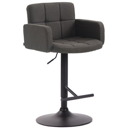 Tabouret De Bar Avec Accoudoirs Et Dossier Confortable En Tissu Gris Foncé Pieds Noir Mat Tdb10474