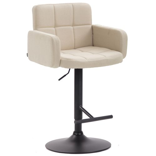 Tabouret De Bar Avec Accoudoirs Et Dossier Confortable En Tissu Crème Pieds Noir Mat Tdb10473