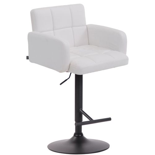 Tabouret De Bar Avec Accoudoirs Et Dossier Confortable En Synthétique Blanc Pieds Noir Mat Tdb1047