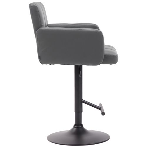 Tabouret De Bar Avec Accoudoirs Et Dossier Confortable En Synthétique Gris Pieds Noir Mat Tdb10469