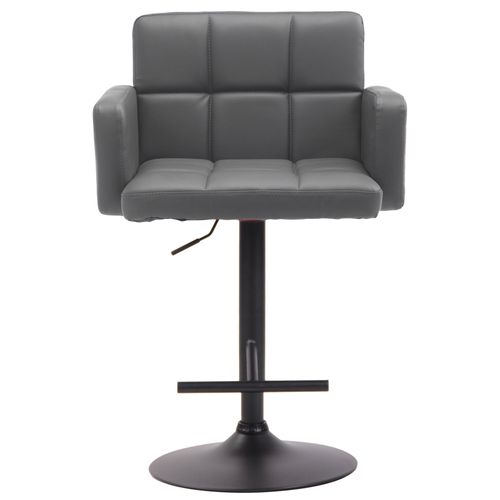 Tabouret De Bar Avec Accoudoirs Et Dossier Confortable En Synthétique Gris Pieds Noir Mat Tdb10469