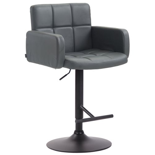 Tabouret De Bar Avec Accoudoirs Et Dossier Confortable En Synthétique Gris Pieds Noir Mat Tdb10469