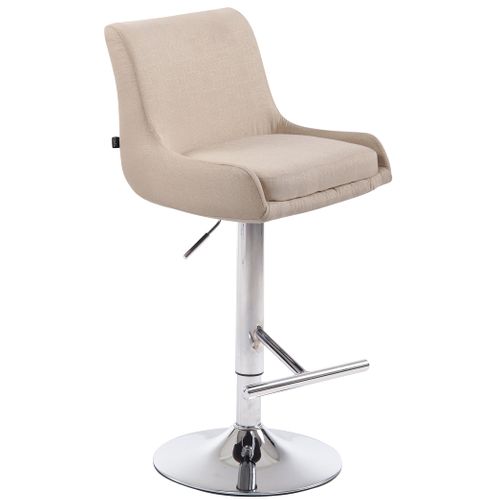 Tabouret De Bar Avec Repose-pied Design Moderne En Tissu Crème Pieds En Métal Aspect Chromé Tdb104