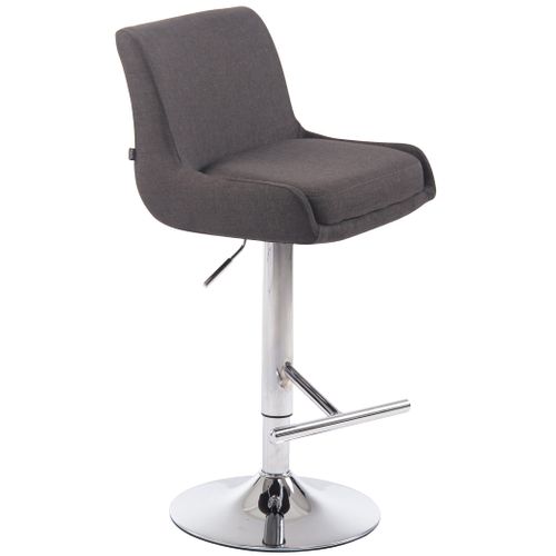 Tabouret De Bar Avec Repose-pied Design Moderne En Tissu Gris Foncé Pieds En Métal Aspect Chromé