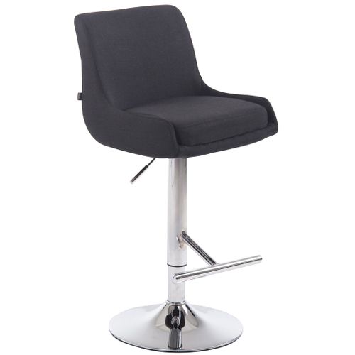 Tabouret De Bar Avec Repose-pied Design Moderne En Tissu Noir Pieds En Métal Aspect Chromé Tdb1045