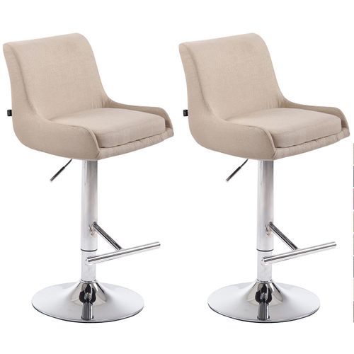 Lot De 2 Tabourets De Bar Avec Repose-pied Design Moderne En Tissu Crème Pieds En Métal Aspect
