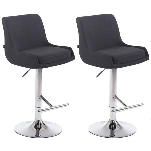 Lot De 2 Tabourets De Bar Avec Repose-pied Design Moderne En Tissu Noir Pieds En Métal