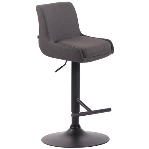 Tabouret De Bar Avec Repose-pied Design Moderne En Tissu Gris Foncé Pieds En Métal Noir Mat Tdb104