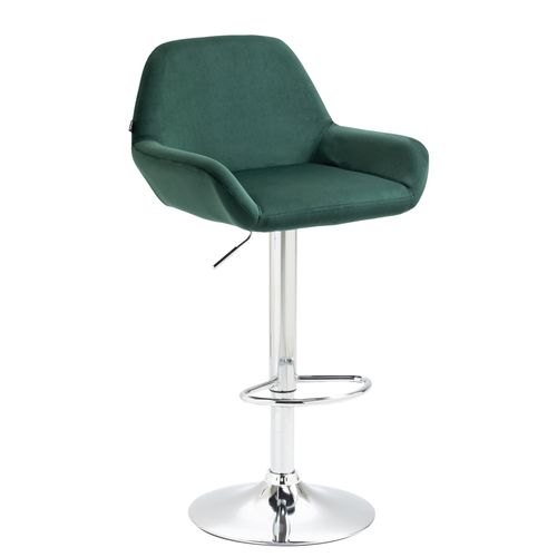 Tabouret De Bar X1 En Velours Rembourré Vert Base Trompette Métal Chromée Tdb10431