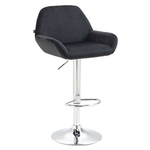 Tabouret De Bar X1 En Velours Rembourré Noir Base Trompette Métal Chromée Tdb10430