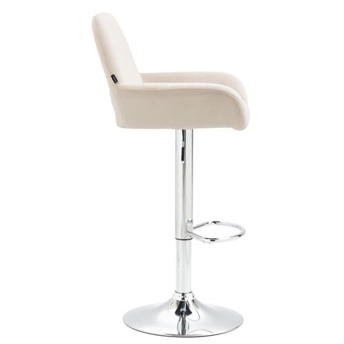 Tabouret De Bar En Velours Rembourré Crème Base Trompette Métal Chromée Tdb10429