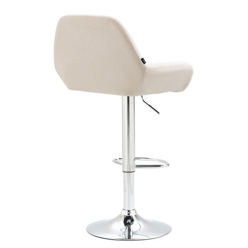 Tabouret De Bar En Velours Rembourré Crème Base Trompette Métal Chromée Tdb10429