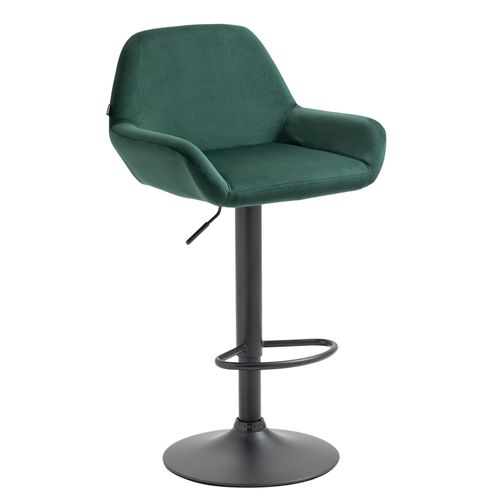 Tabouret De Bar En Velours Rembourré Vert Base Trompette Métal Noir Mat Tdb10424