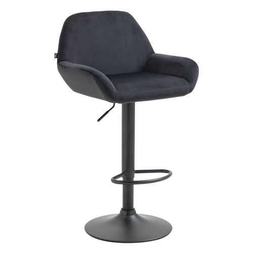 Tabouret De Bar En Velours Rembourré Noir Base Trompette Métal Noir Mat Tdb10423