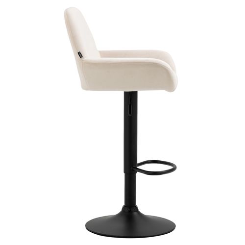 Tabouret De Bar En Velours Rembourré Crème Base Trompette Métal Noir Mat Tdb10422