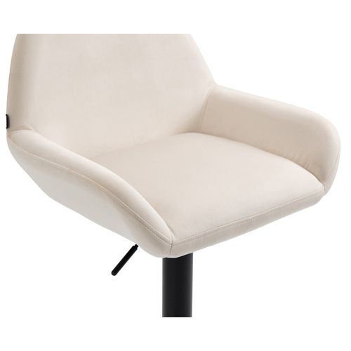 Tabouret De Bar En Velours Rembourré Crème Base Trompette Métal Noir Mat Tdb10422