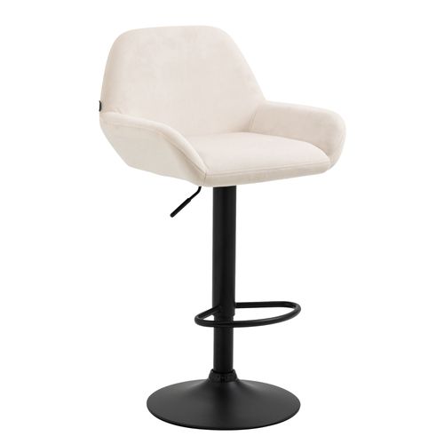 Tabouret De Bar En Velours Rembourré Crème Base Trompette Métal Noir Mat Tdb10422