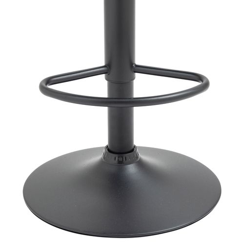 Tabouret De Bar En Velours Rembourré Gris Base Trompette Métal Noir Mat Tdb10420