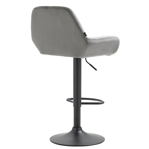 Tabouret De Bar En Velours Rembourré Gris Base Trompette Métal Noir Mat Tdb10420