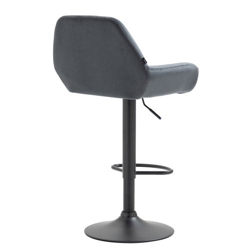 Tabouret De Bar En Velours Rembourré Gris Foncé Base Trompette Métal Noir Mat Tdb10418