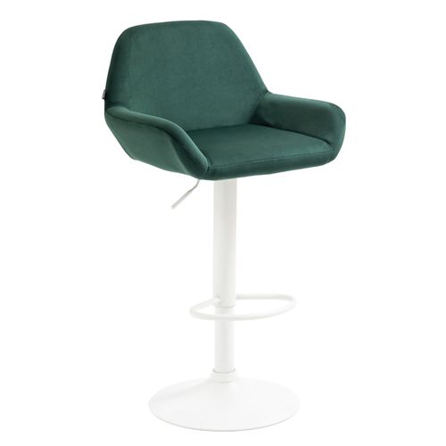 Tabouret De Bar En Velours Rembourré Vert Base Trompette Métal Blanc Mat Tdb10417