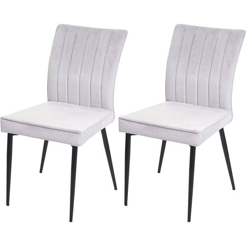 Ensemble De 2 Chaises De Salle à Manger En Velours Gris Clair Pieds En Métal Cds04475