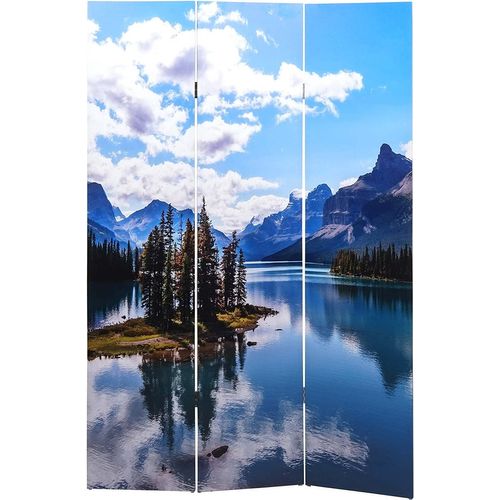 Paravent Séparateur De Pièce 3 Panneaux 180x121cm Lac Montagne Par04046