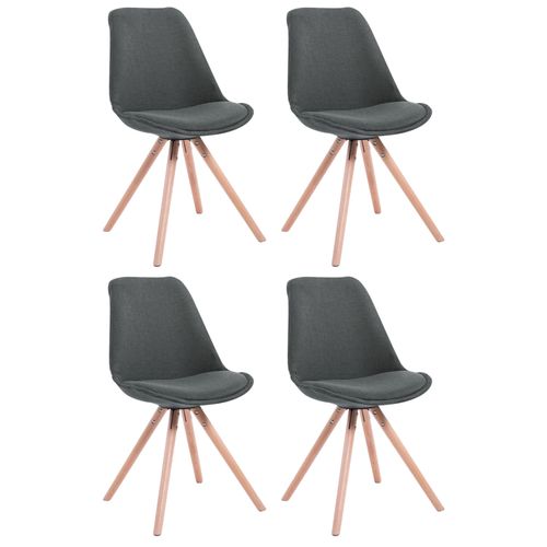 4 Chaises De Salle à Manger Style Scandinave En Tissu Gris Foncé Pieds Rond En Bois Clair Cds10348