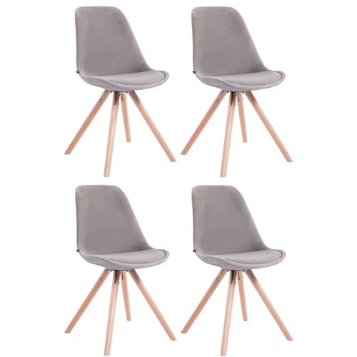 4 Chaises De Salle à Manger Style Scandinave En Velours Gris Clair Pieds Rond En Bois Clair Cds103
