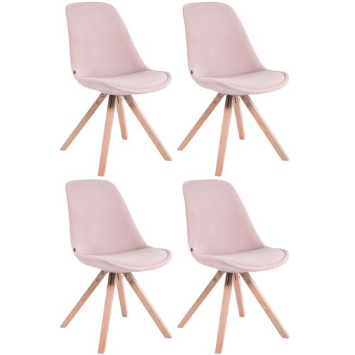 4 Chaises De Salle à Manger Style Scandinave En Velours Rose Pieds Carré En Bois Cds10194