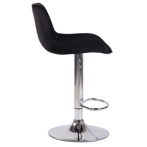 Lot De 2 Tabourets De Bar Moderne Confortable Réglable En Velours Noir Pied Trompette Métal Tdb103