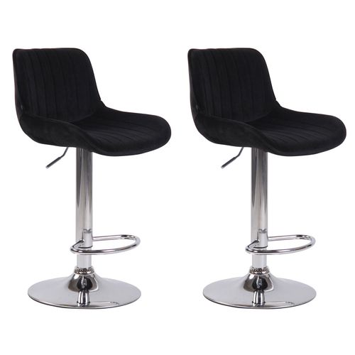 Lot De 2 Tabourets De Bar Moderne Confortable Réglable En Velours Noir Pied Trompette Métal Tdb103