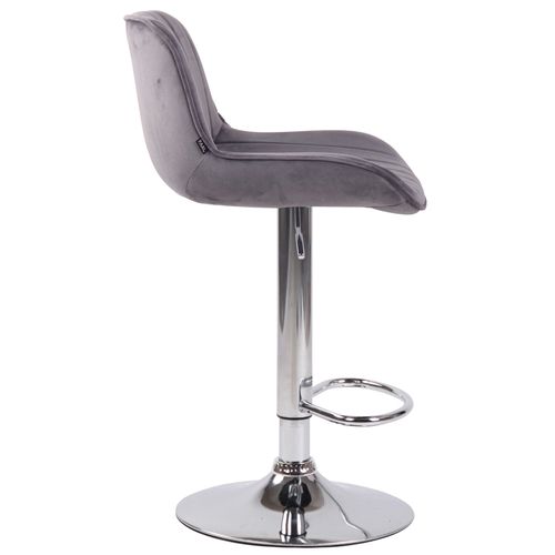 Lot De 2 Tabourets De Bar Moderne Confortable Réglable En Velours Gris Foncé Pied Trompette Métal