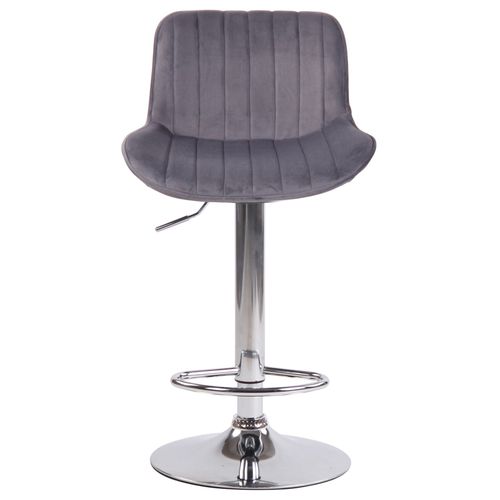 Lot De 2 Tabourets De Bar Moderne Confortable Réglable En Velours Gris Foncé Pied Trompette Métal