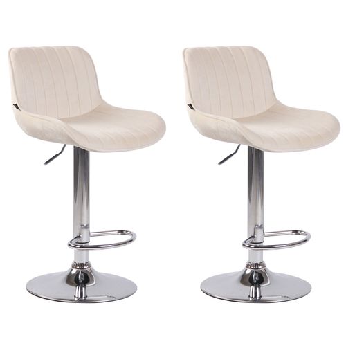 Lot De 2 Tabourets De Bar Moderne Confortable Réglable En Velours Crème Pied Trompette Métal Tdb10