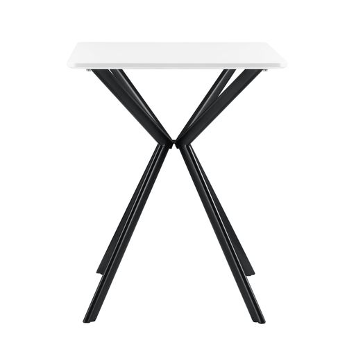 Table Salle à Manger Cuisine Pour 2 Personnes Mdf Et Métal 60 Cm X 60 Cm Blanc 03_0