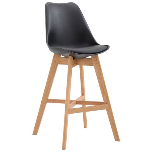Tabouret De Bar Style Scandinave Avec Repose-pieds En Bois Assises En Plastique Et Synthétique Noir