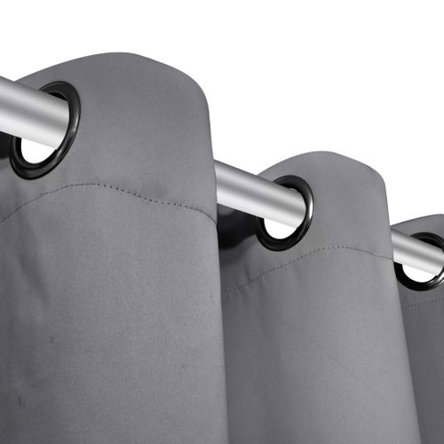 Lot De 2 Rideaux Blackout Occultant Gris Avec Oeillets En Métal 135x245cm Décoration