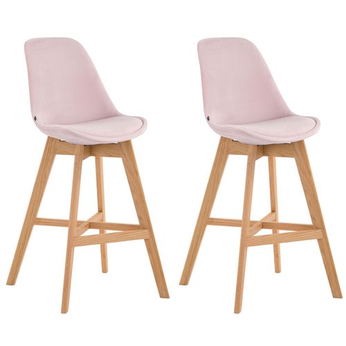 Lot De 2 Tabourets De Bar Chaise Haute Design Moderne En Velours Rose Tdb10357