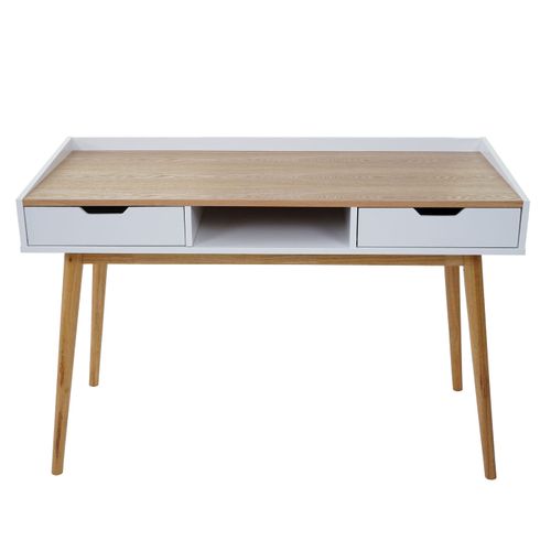 Bureau Avec Tiroirs De Rangement Compartiment De Rangement 120x55cm Mdf Aspect Frêne 04_0001403