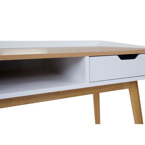 Bureau Avec Tiroirs De Rangement Compartiment De Rangement 120x55cm Mdf Aspect Frêne 04_0001403