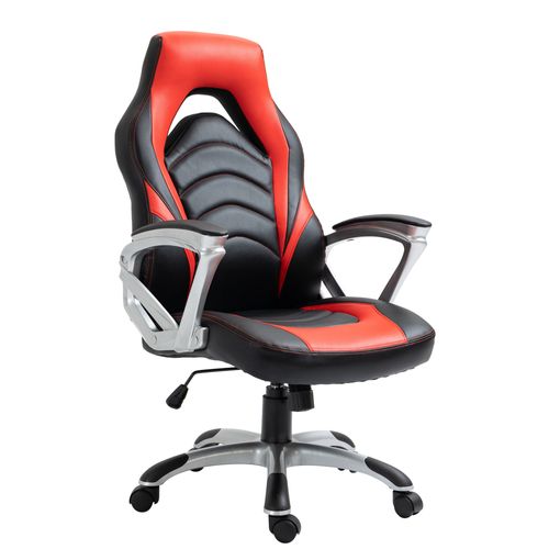 Fauteuil Gamer Chaise Gaming Console Bureau Sur Roulettes En Synthétique Noir Et Rouge Bur10607