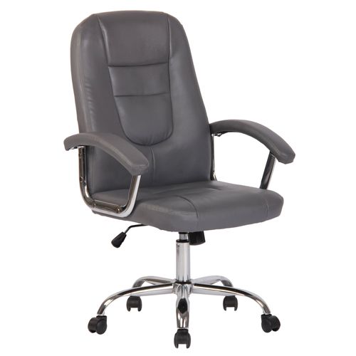 Fauteuil De Bureau Sur Roulettes Design Moderne Et Confortable En Synthétique Gris Bur10606